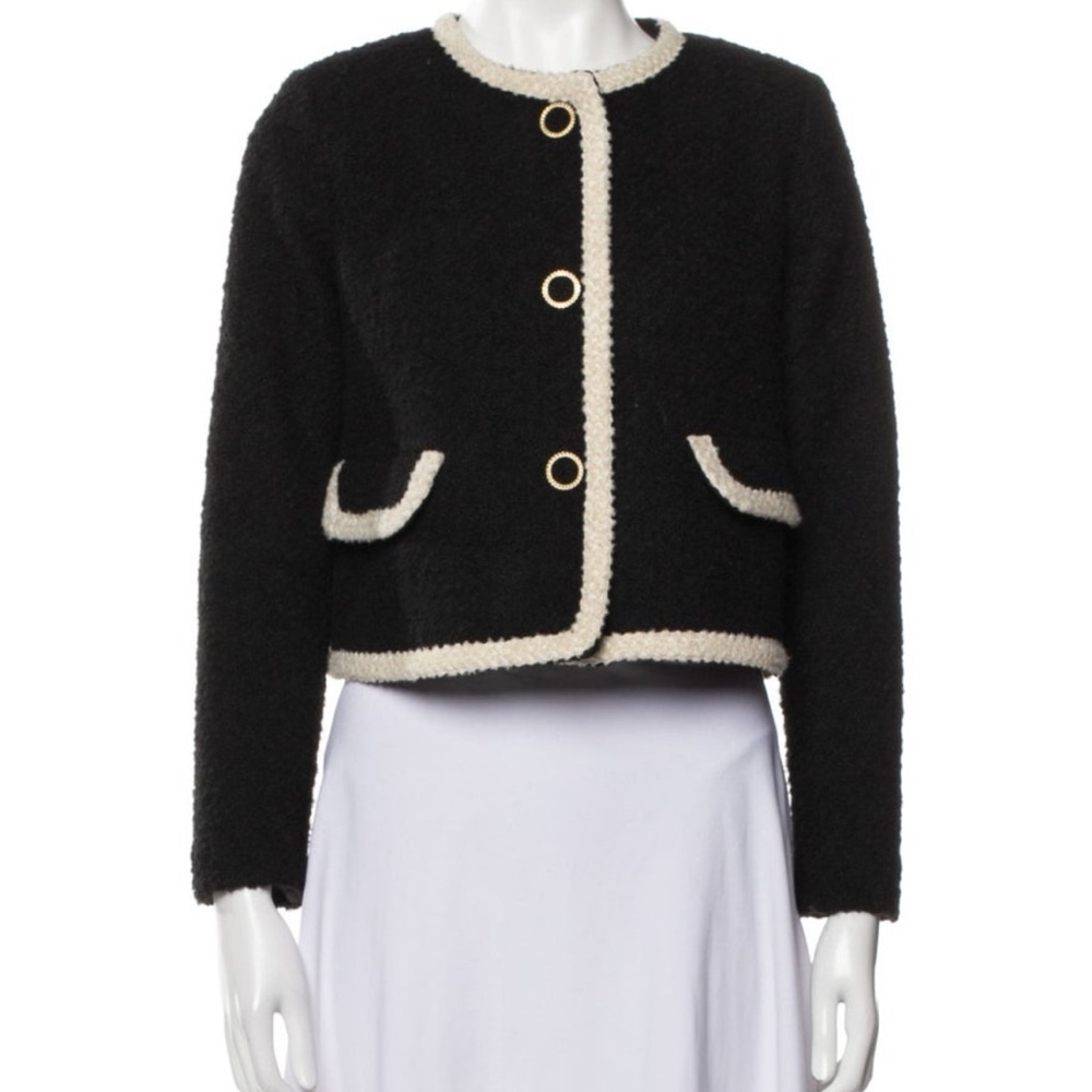 ba&sh Black and Cream Teddy Jacket